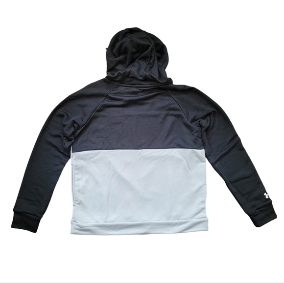 Under Armour Women's Qualifier Fleece Hoodie Blocked Multicolor Black Halo Gray - Picture 3 of 11